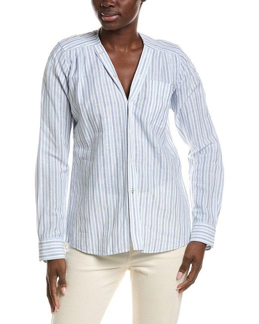 J.McLaughlin Blue Taylor Linen-Blend Shirt