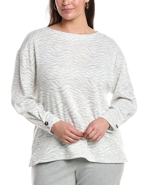 Anne Klein Gray Plus Boatneck Top