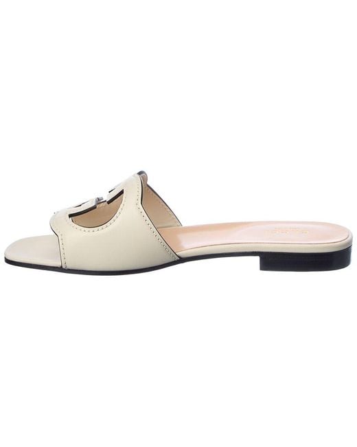 Gucci White Interlocking G Cutout Leather Sandal