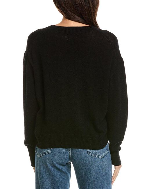 Brodie Cashmere Black Easy V-Neck Wool & Cashmere-Blend Sweater