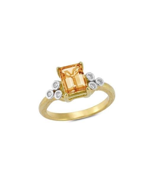 Reiss Metallic 14K 1.59 Ct. Tw. Diamond & Citrine Cocktail Ring
