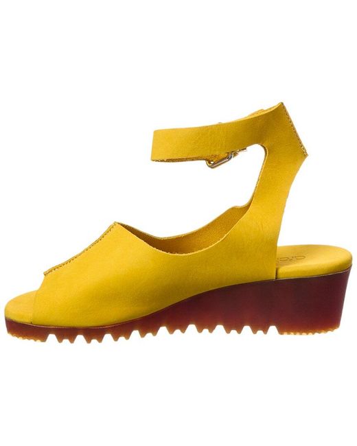 Arche Yellow Baliko Suede Wedge Sandal