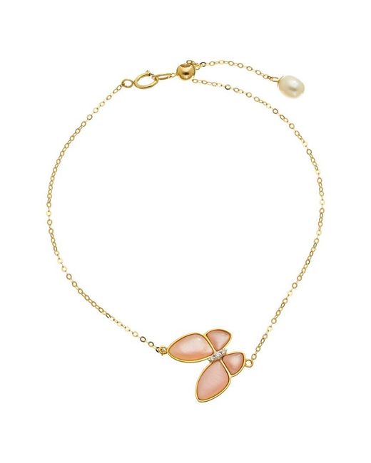Maitre De Diamant Metallic 18K 0.02 Ct. Tw. Diamond & Pearl Bracelet