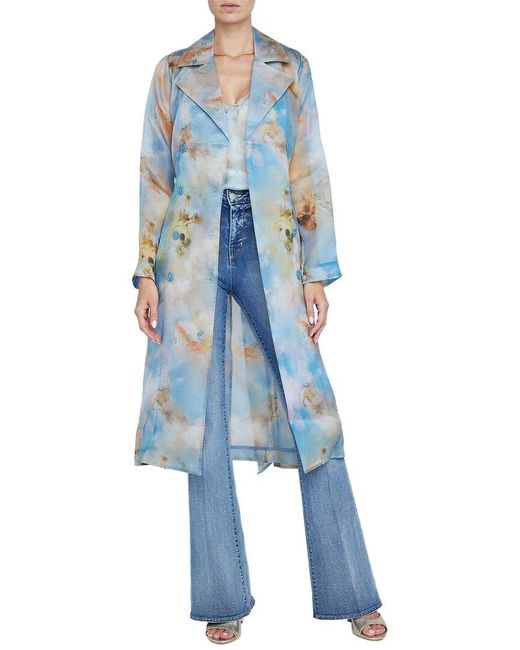 L'Agence Blue Moda Organza Trench Coat