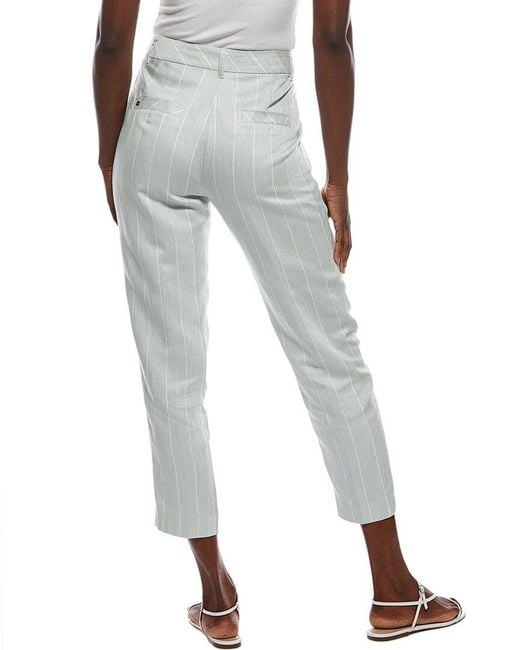 Marc Cain Gray Striped Linen-Blend Pant