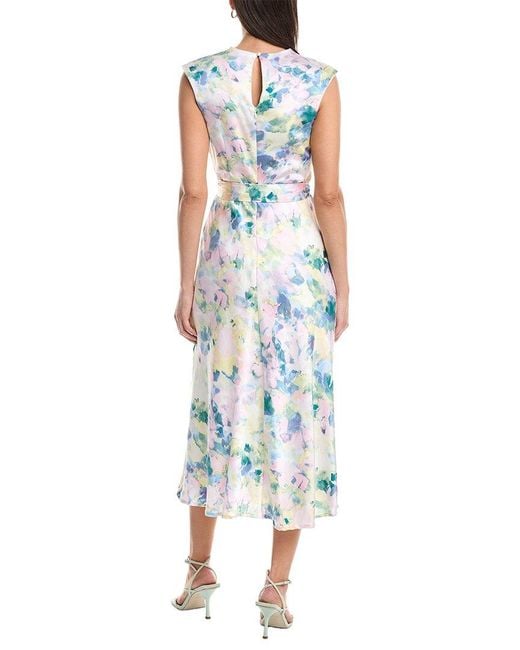 Tahari Blue Sleeveless Midi Dress
