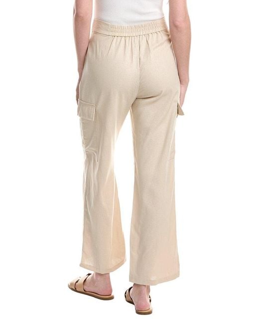 Ellen Tracy Natural Linen-Blend Cargo Pant