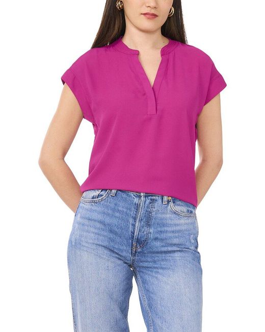 Vince Camuto Purple V-Neck Top