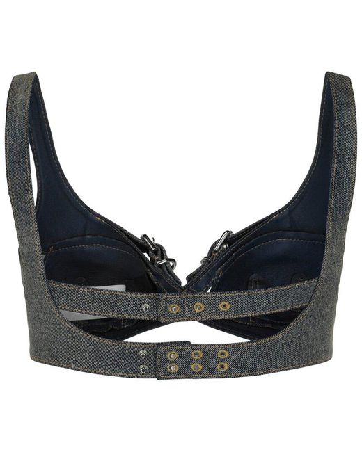 Givenchy Gray Crisscross Denim Top