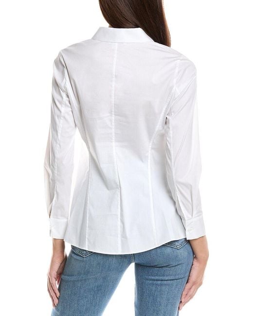 Lafayette 148 New York White Fit-And-Flare Shirt
