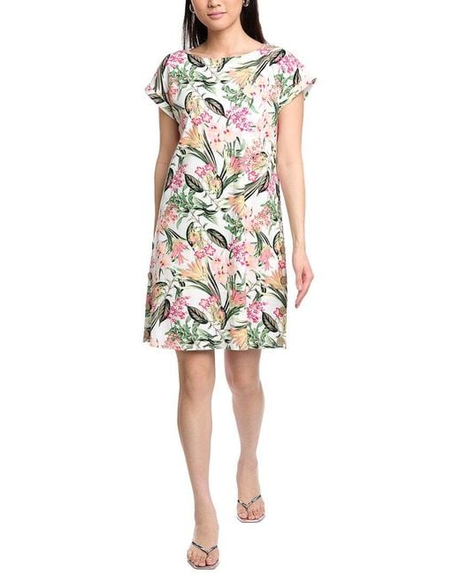 Jones New York White Linen-Blend Swing Dress