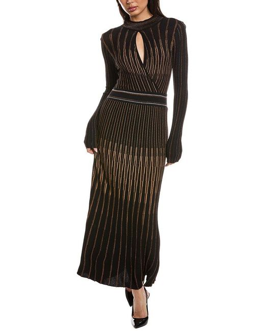 Tahari Black The Alicia Lurex Sweater Dress