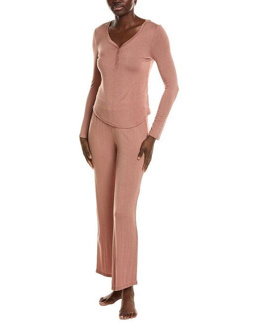 Honeydew Intimates White 2Pc Dreamland Long Henley Set