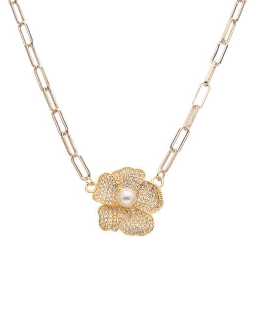 Juvell Metallic 18K Plated Cz Flower Necklace
