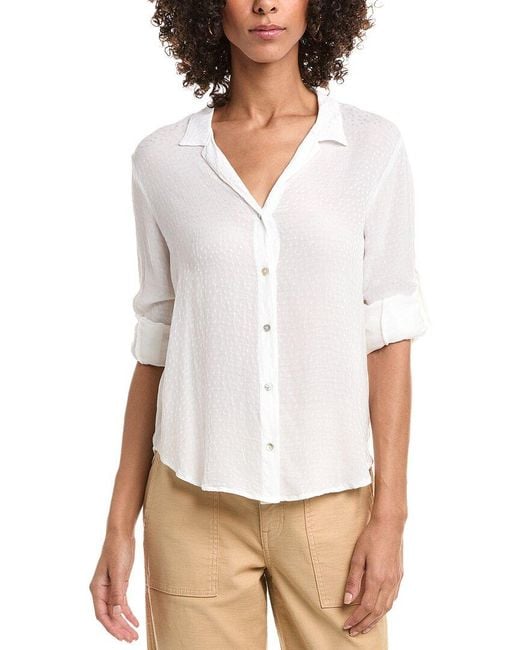 Bella Dahl White Capri Button Down Shirt