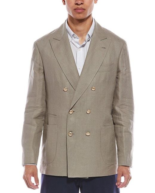 Brunello Cucinelli Gray Linen Blazer for men