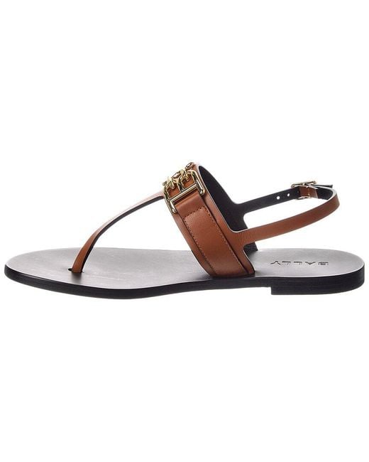 Bally White Logo Positano Leather Flat Sandal