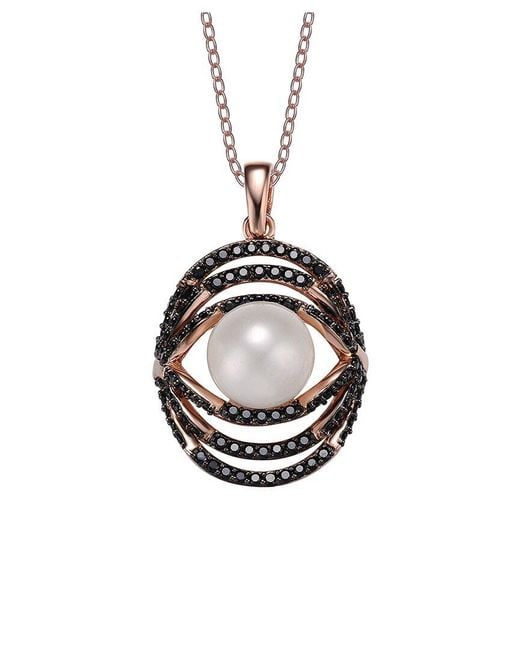 Genevive Jewelry Metallic 18k Rose Gold Vermeil Cz Pendant