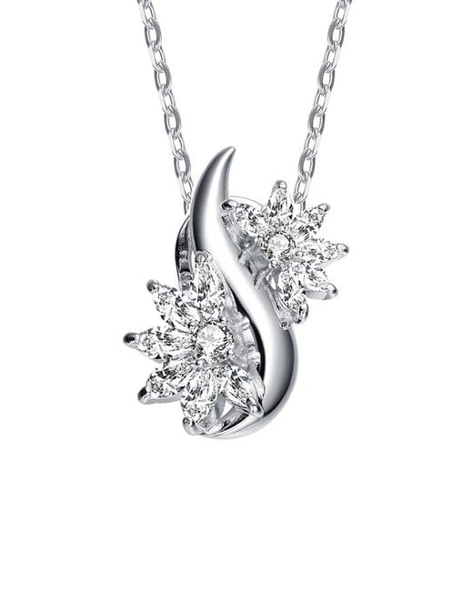 Genevive Jewelry White Silver Cz Pendant