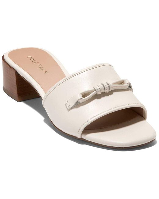 Cole Haan White Cailyn Bow Mule Leather Sandal