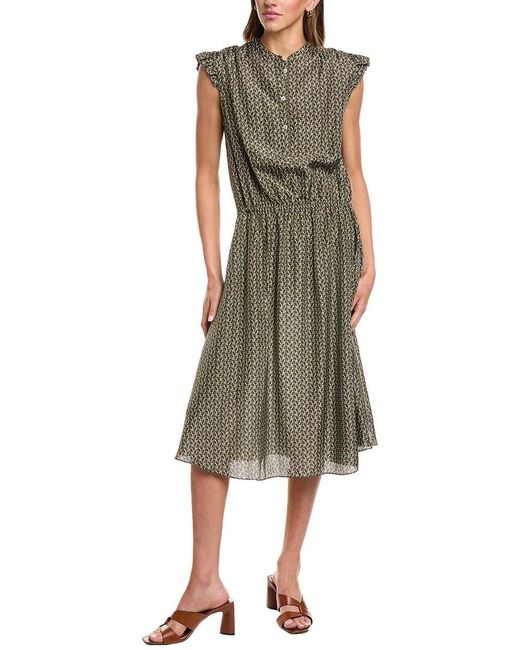 Officine Generale Green Officine Generale Alexane Silk Midi Dress