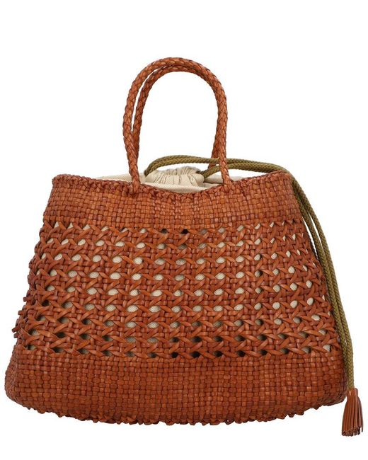 Dragon Diffusion Brown Santa Cano Leather Top Handle Bag