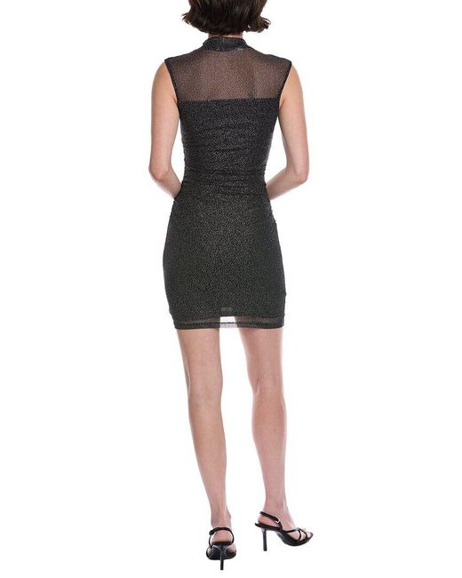 Marion Women's Black Mesh Metallic Rhinestones Ruched Mini Dress -  www.disolcolor.com