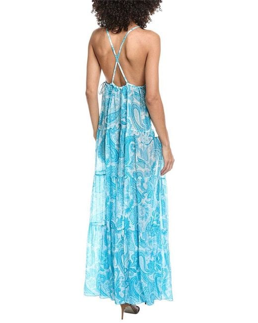 Etro Blue Lungo Oryx Silk-Blend Maxi Dress