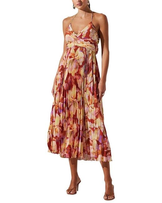 AMINA GLAM Red Midi Dress