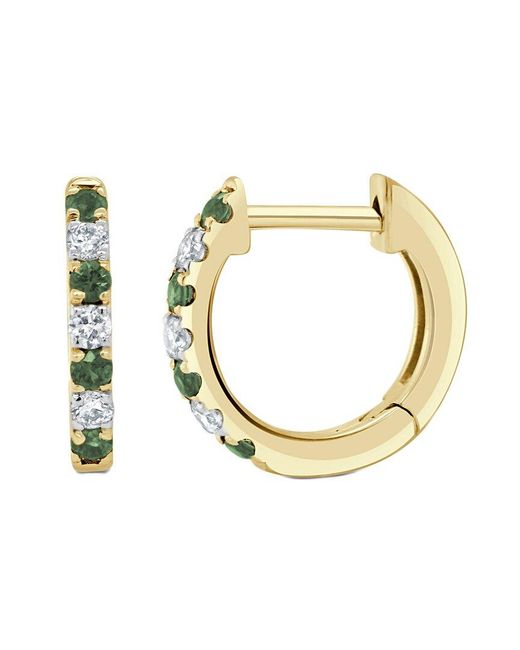 Sabrina Designs Metallic 14K 0.20 Ct. Tw. Diamond & Emerald Huggie Earrings