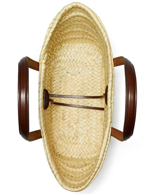 Tory Burch Metallic Ella Small Raffia & Leather Basket Tote