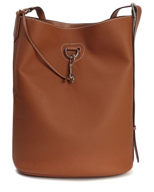 Tiffany & Fred Paris Brown Pebbled Leather Bucket Tote