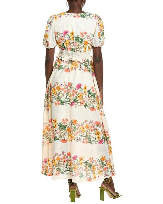 Maison Tara Metallic Short Sleeve Midi Dress