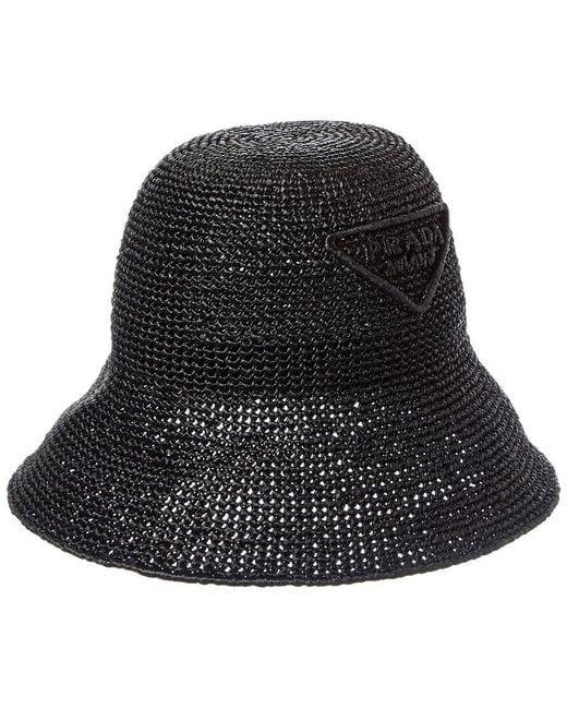 Prada Black Crochet Bucket Hat