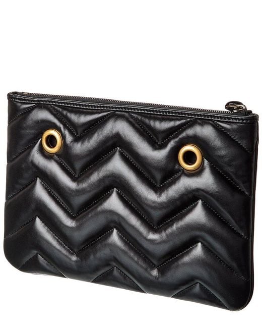 Gucci Black Gg Marmont Leather Clutch