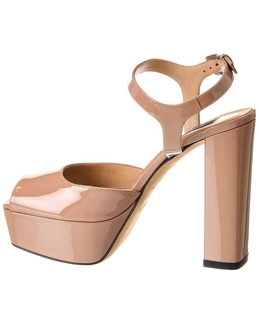 Sergio Rossi Brown Patent Platform Sandal
