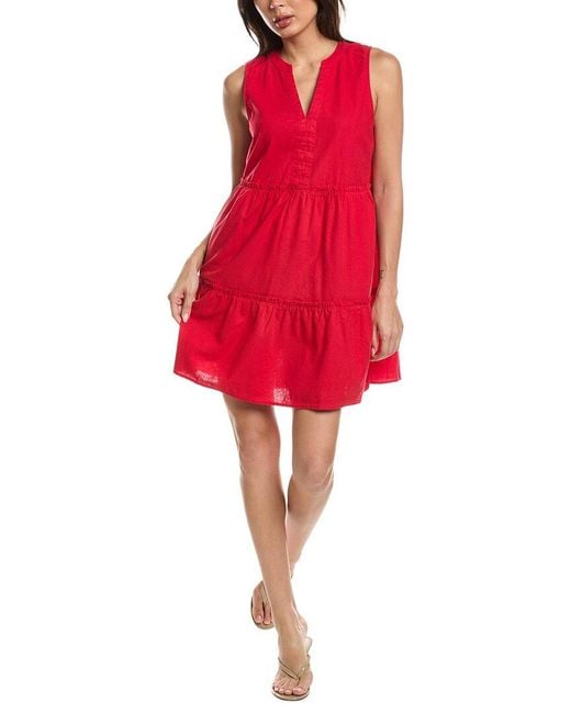 Michael Stars Red Sandra Linen-Blend Mini Dress