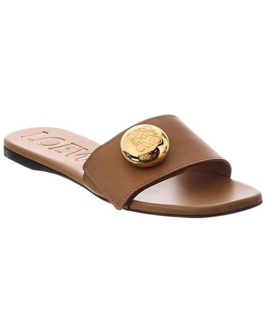 Loewe Brown Pebble Leather Slide