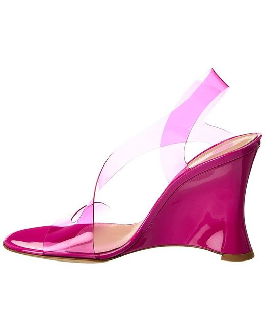 Gianvito Rossi Pink 95 Vinyl & Patent Wedge Sandal