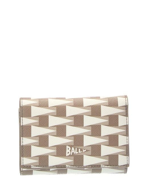Bally Natural Pennant Leather Card Holder