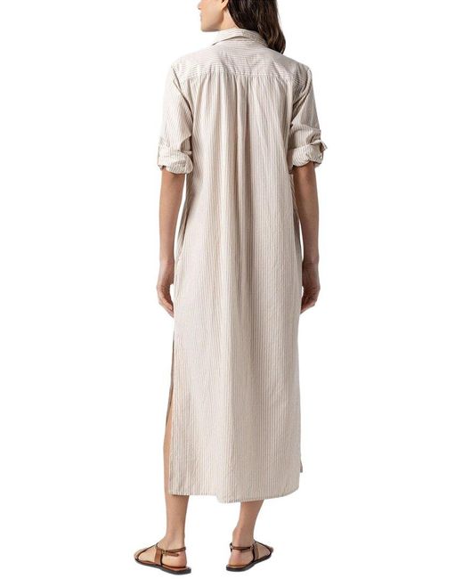 Lilla P Natural Striped Maxi Shirt Dress