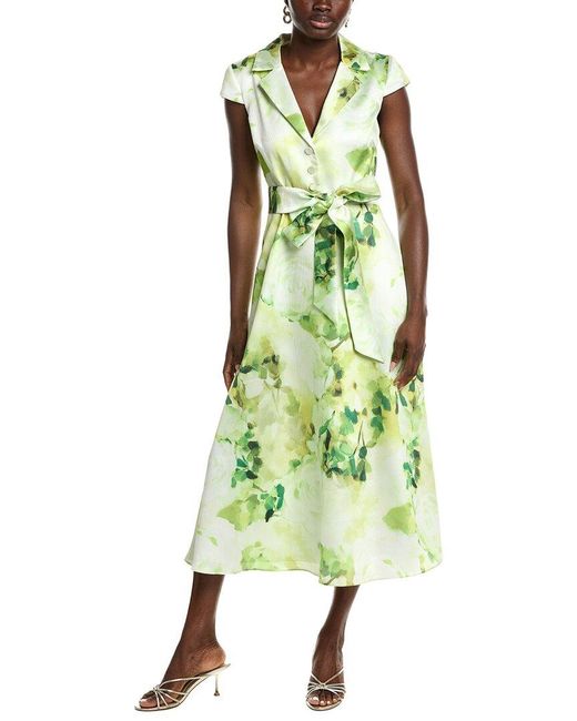 Badgley Mischka Green Floral Cocktail Shirtdress