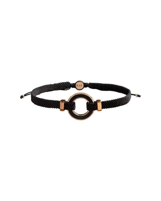 Karma and Luck Black Plated Onyx Bolo Bracelet