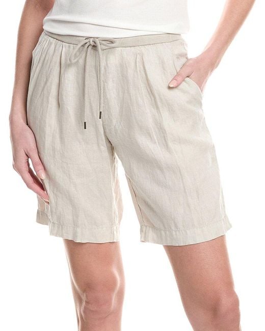 James Perse Natural Pleated Linen Bermuda Short