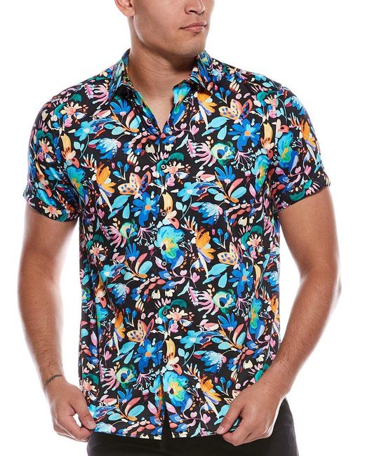 Robert Graham Blue Vernon Classic Fit Woven Shirt for men