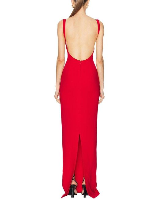 VERA DOLINI Red Solid Maxi Dress