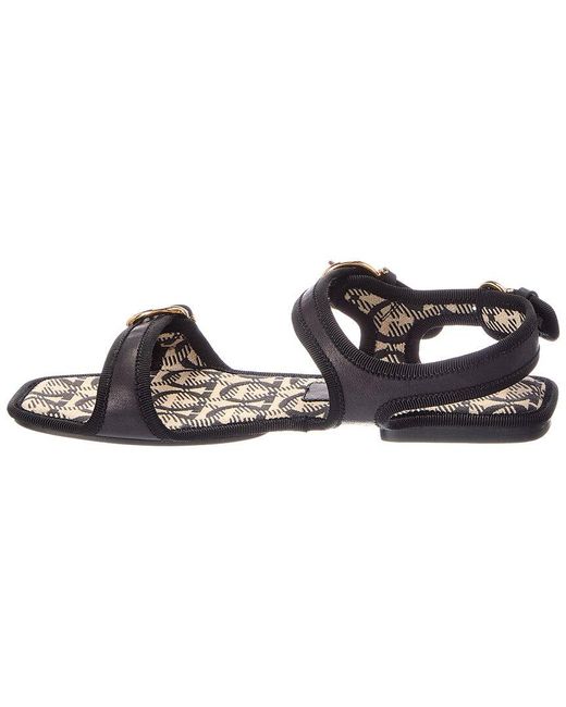 Ferragamo Black Anteo Leather Flat Sandal