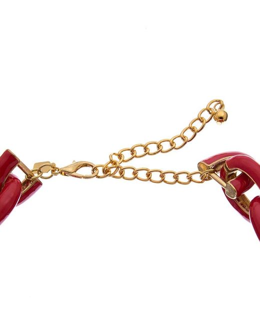 Kenneth Jay Lane Red Plated Enamel Link Necklace