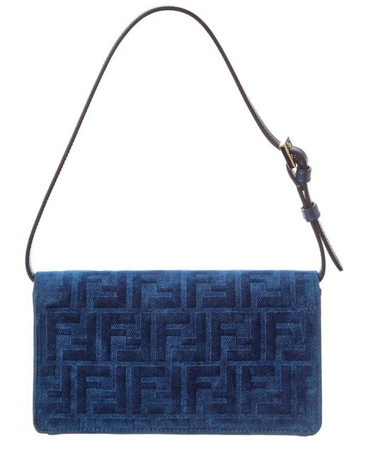 Fendi Blue Baguette Wallet On Chain