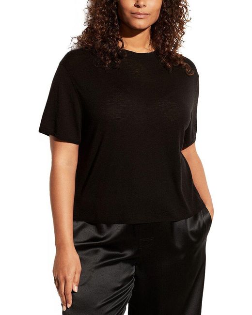 Vince Black Easy Crew Wool-Blend T-Shirt